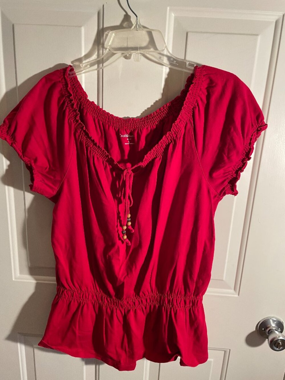 Ladies short sleeve Croft and Barrow shirt size large red